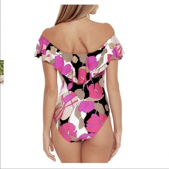 Trina Turk Lynx Ruffle Off The Shoulder Suit, NWT - Picture 2 of 5